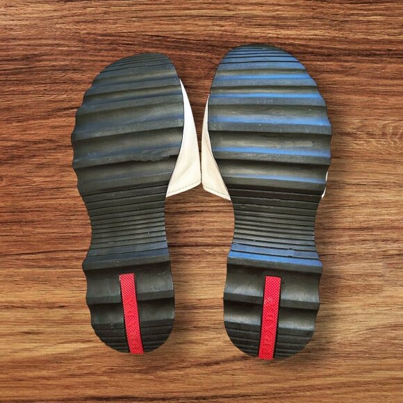 White Black Leather Prada Slides Flat Sandals Flip Flops Size EU 36.5 US 6.5 - Picture 9 of 9